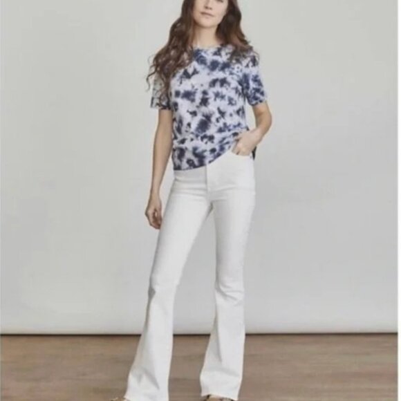 Elizabeth & James High Rise Wide Leg Flare Stretch Denim Jeans White Size 12 31 - Picture 8 of 9